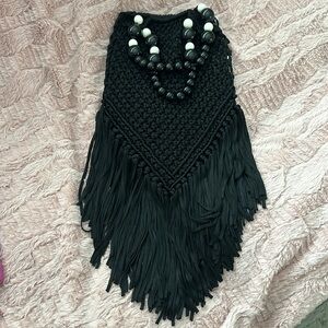 No Boundaries Beaded Crochet Fringe Black Festival Summer Bag Handbag - so fun!